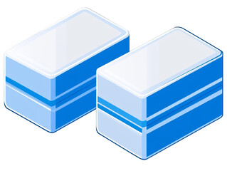 Leinwandbilder - Isometric Blue Cubes on Transparent Background 3D Abstract Illustration