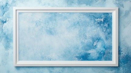 Poster - Artistic blue abstract painting studio digital artwork calm environment frontal view minimalist design for home decor
