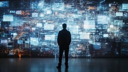 Poster - Exploring digital landscapes immersive technology experience urban space visual art nighttime observer perspective