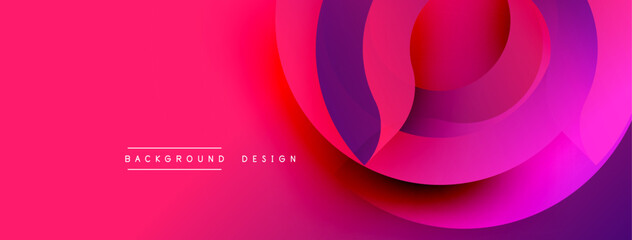 Poster - Vibrant abstract background. Layered circles create dynamic visual effect. Gradient shades transition from magenta to purple. Modern design element for digital projects.