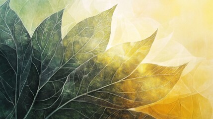 Poster - Nature's elegance leaf patterns and textures abstract art soft light tranquil atmosphere close-up view for serenity