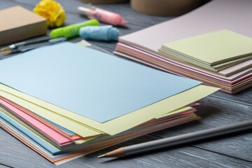 Fototapete - Creative Planning Area Designed for Financial Projects With Colorful Paper and Planning Tools