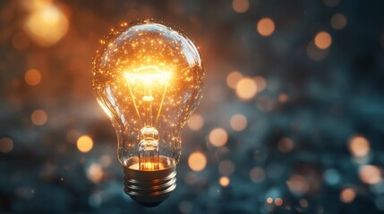Poster - Illuminating ideas light bulb sparkling against a dreamy background abstract photography inspirational concept