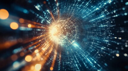  - Exploring quantum dimensions light particles and energy waves virtual realm digital art cosmic environment abstract perspective
