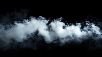 Poster - Mysterious white smoke billowing dark background visual art abstract environment close-up view ethereal concept for seo impact