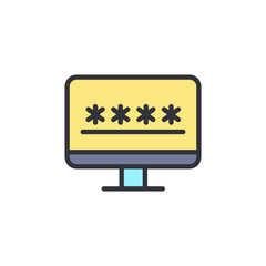 Poster - Login password colored icons, minimalist vector illustration ,simple transparent graphic element .Isolated on white background