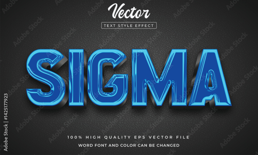 Editable sigma text effect 3d style Stock Vector | Adobe Stock