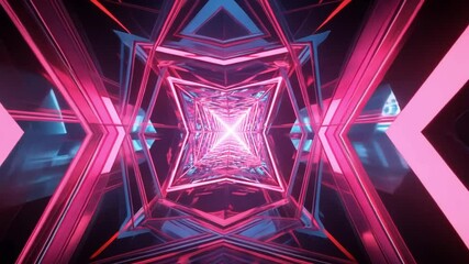 Poster - futuristic tunnel with vibrant pink and blue lights digital abstract