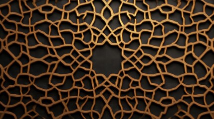 Poster - Intricate gold geometric pattern on dark background.