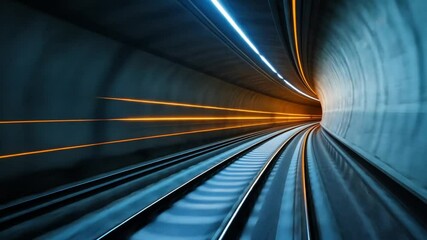 Poster - Motion blurred train tracks inside a tunnel