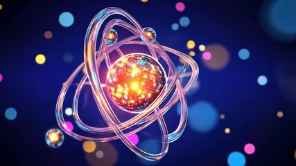 Poster - Abstract 3 d atomic structure with glowing particles and vibrant colors