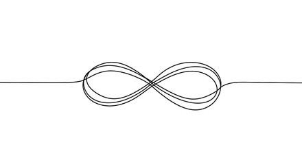 Poster - Fluid infinity loop drawn with a single continuous line, tapered ends, minimalist elegance, perfect symmetry