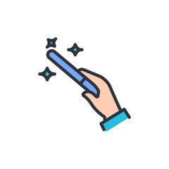 Wall Mural - Magic wand colored icons, minimalist vector illustration ,simple transparent graphic element .Isolated on white background
