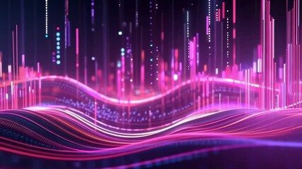 Poster - abstract digital wave with colorful light elements