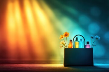Poster - Wellness Doctor Bag Shining With Vibrant Colors and Health Products Illuminated by Soft Light