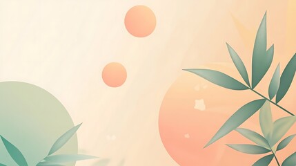 Wall Mural - Pastel Leaves  Sunlit Circles.