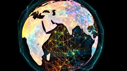 Poster - A digital representation of a connected world with vibrant network lines