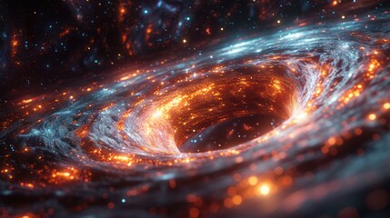Poster - Dive into this captivating cosmic wormhole image, showcasing a vibrant spiral of energy and light in an abstract galaxy setting. Perfect for imaginative projects.
