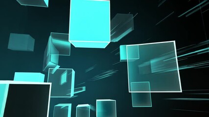 Poster - Abstract floating cubes