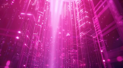 Poster - Explore a vibrant digital landscape filled with floating pixels and luminous dots. This dynamic virtual space evokes a sense of technology and innovation.