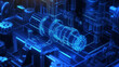 © HomeyCosy - Futuristic Neon Blueprint of Machinery with Detailed Technical Outline and Digital Aesthetic for Contemporary Design and Architectural Applications