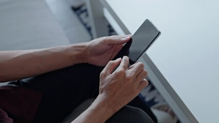 Fototapete - Businessman typing hands and phone internet for social media