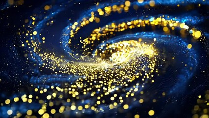 Poster - Golden spiral swirling in dark blue.
