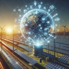 Wall Mural - solar panel in real time