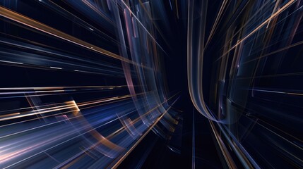 Poster - Abstract dark blue flowing curves. Background image of dark blue color with white abstract line. Digital art for modern and futuristic. Motion shot of white line movement at blue background. AIG51.