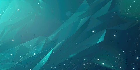 Poster - Abstract geometric pattern with teal and blue hues. Futuristic design for digital art and backgrounds. Background image of glowing white star and digital energy wave with blue background. AIG51.