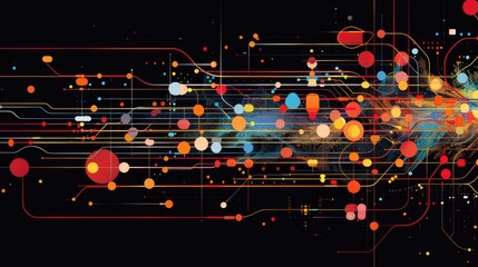 Poster - Explore a vibrant abstract data visualization featuring colorful circuits and dynamic patterns, ideal for technology and design projects that showcase innovation and creativity.