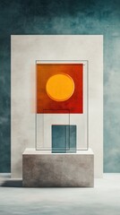 Poster - Abstract geometric art piece with layered glass and color