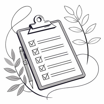 Clipboard with checklist with white background 