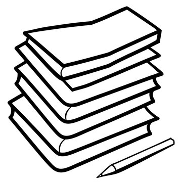 Paper stack with pen with white background 