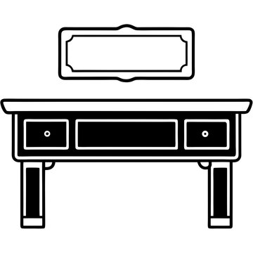 Office desk with nameplate  with white background 