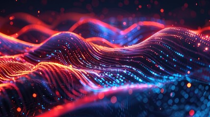Fototapete - Explore a vibrant abstract dynamic visualization featuring colorful waves. This digital artwork showcases intricate patterns and depth, perfect for creative projects.