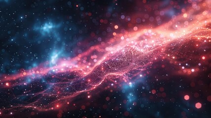 Poster - Abstract picture of colorful particle with sparkle electric style design connect become energy structure represent connection of molecule in nature or atom between space with mysterious scene. AIG53.