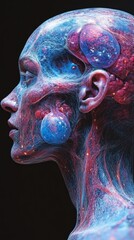 Poster - Abstract human head, vibrant colors