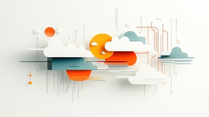 Poster - Abstract cloud and sun graphic design