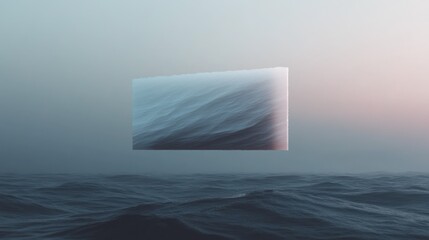 Poster - Abstract floating rectangle over water