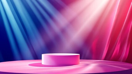 Poster - Empty, pink podium illuminated by vibrant lights.