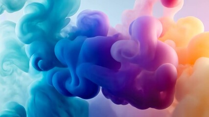 Poster - Colorful ink clouds swirling in pastel hues.