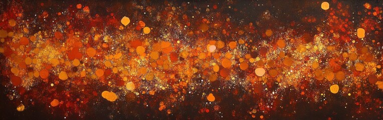 Aufkleber - Warm amber and burnt orange sparkles on a rich dark background, evoking a sense of cosmic energy and abstract artistic expression
