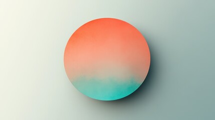 Leinwandbilder - Elegant pastel coral to mint gradient within a circle casting a soft shadow on a light teal background