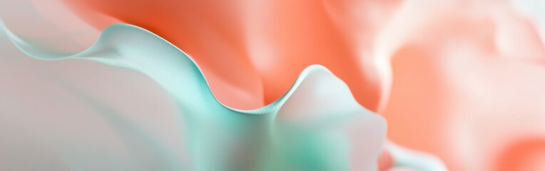 Poster - Elegant pastel coral and mint shapes with blurred texture create a soft abstract background