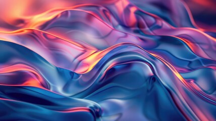 Poster - abstract digital waves with pink and blue glowing particles. digital artwork of digital wave connect