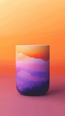 Poster - Abstract gradient container with sunset colors, textured surface, modern design, warm hues, creative concept, digital art, decorat