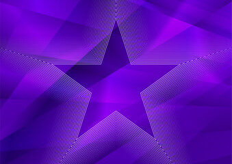 Poster - Linear star shape on the violet low poly glossy background. Geometric abstract background