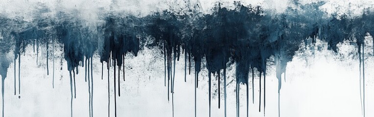 Leinwandbilder - Abstract navy blue gradient with drip effect on white surface, modern minimalist design
