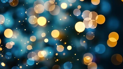 Poster - Abstract bokeh background with blue and gold circles.